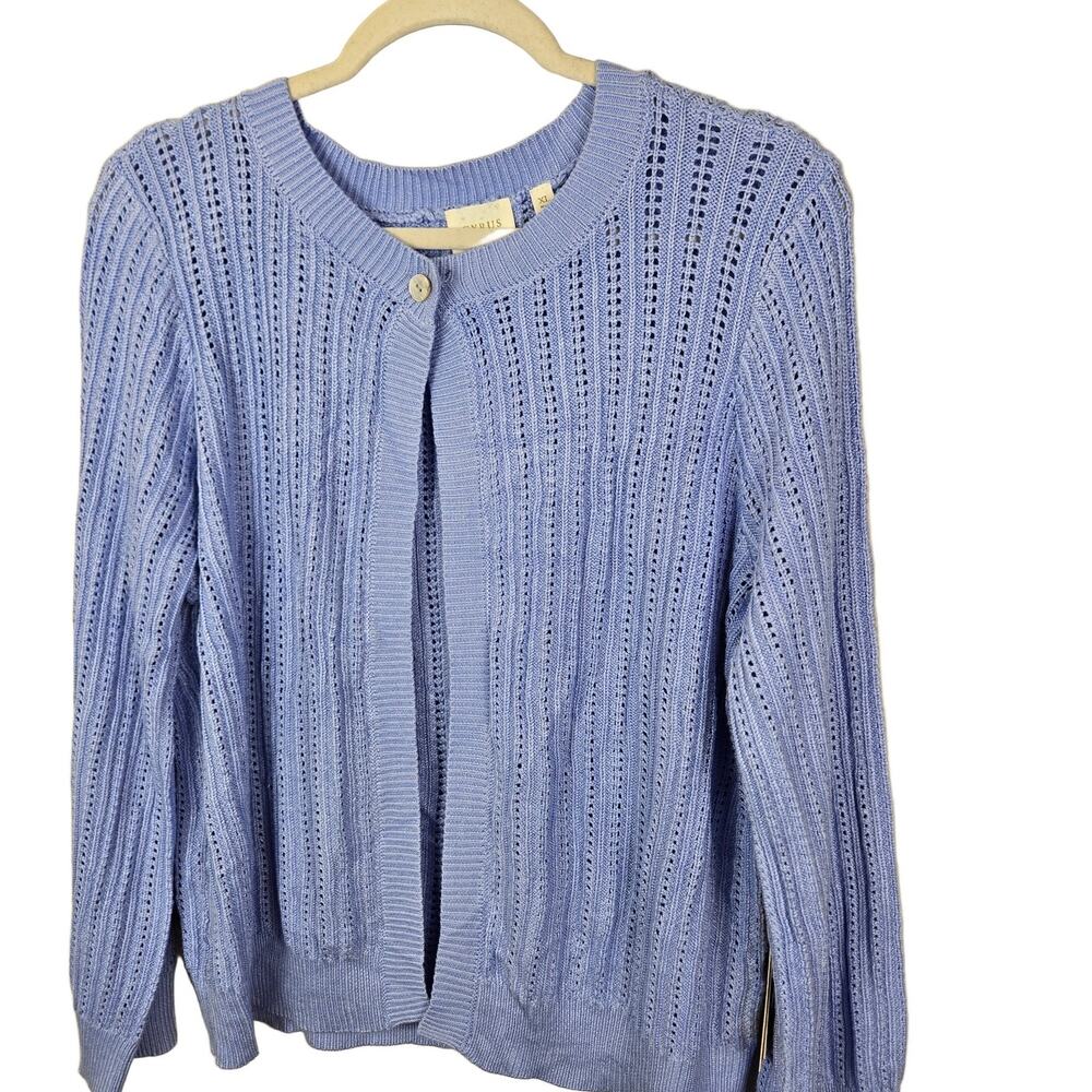 Cyrus Knit Cardigan Women's XL Blubry Ice Openwork Rayon Nylon COQUETTE NEW